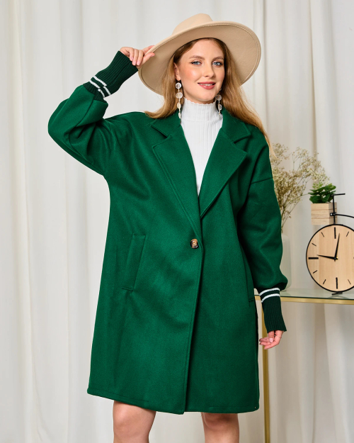 Royalfashion Veste manteau longueur genou pour femme en vert - Vert fonc?� || Vert | royal 
