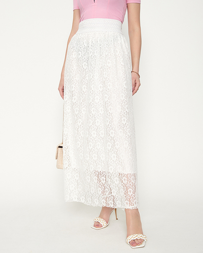 cream lace midi skirt