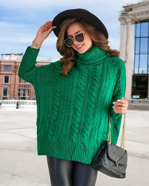 Pull col roulé femme best sale vert sapin