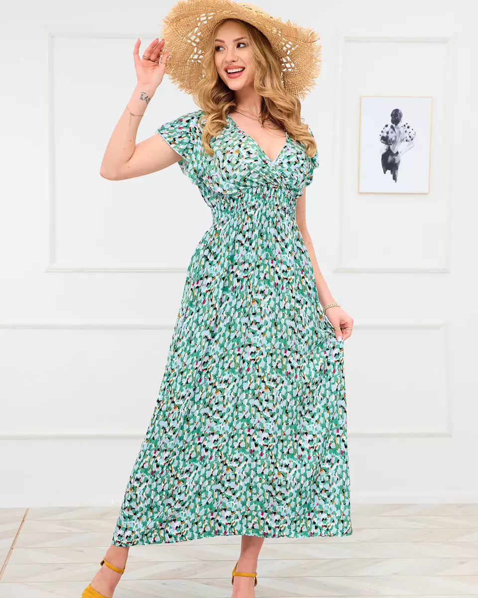 Robe midi motifs verte pour femme V tements Vert royal