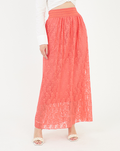 coral lace skirt