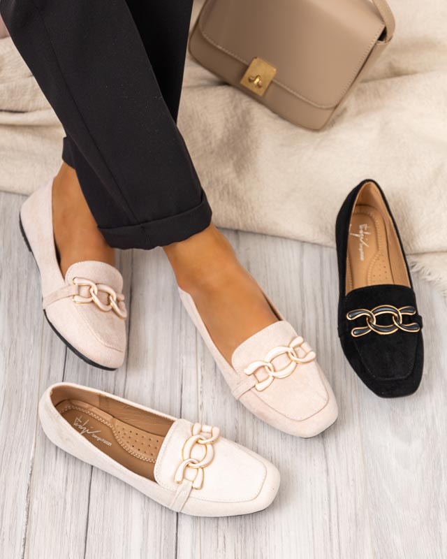 ladies beige loafers