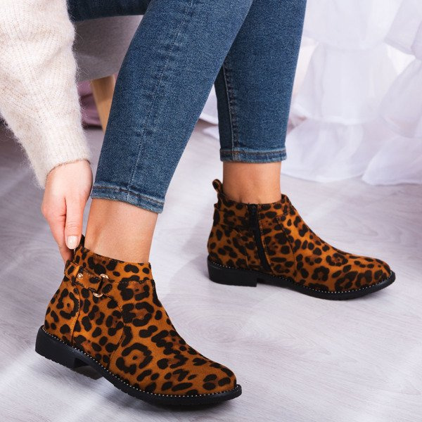 leopard flat ankle boots