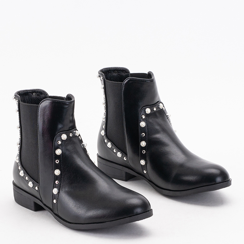 Bottines noires pour femmes avec perles Natasia Chaussures