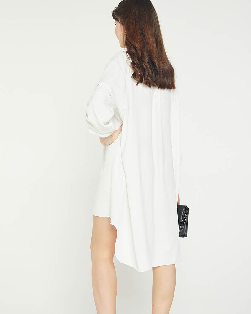 Mini robe blanche oversize femme V tements