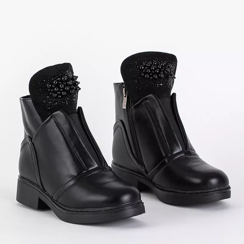 Bottines noires avec outlet perles