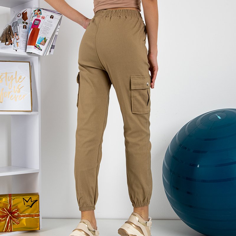 Pantalon cargo femme kaki avec poches