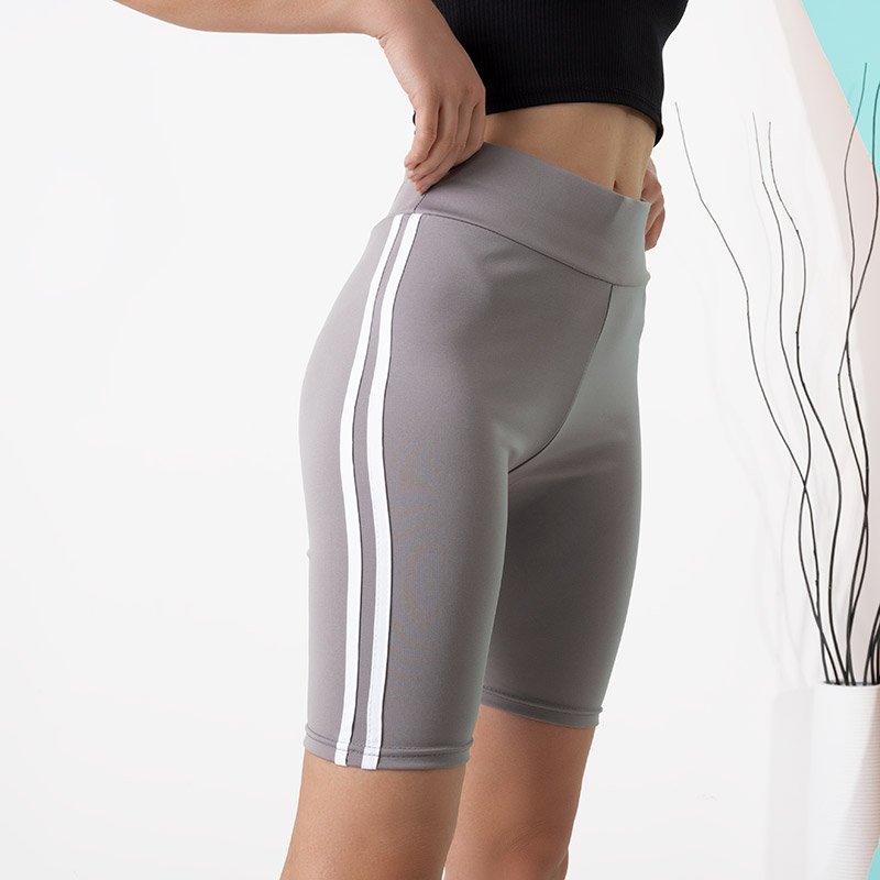 Short cycliste femme gris à rayures - Vêtements