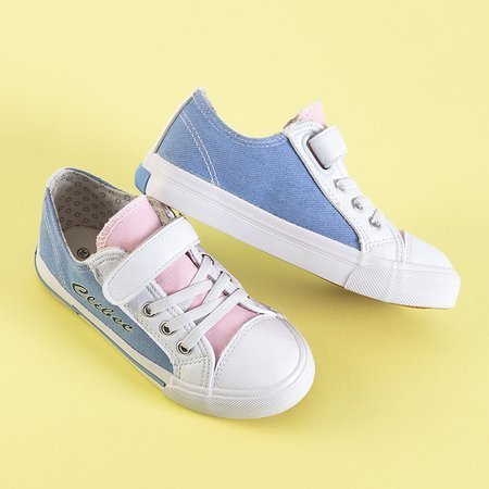 Baskets enfant Kissi blanches et bleues - Footwear