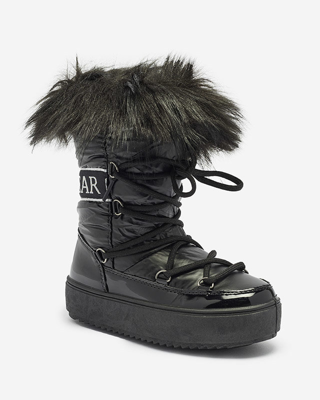 Bottes de neige a'la noires pour enfants avec fourrure Asika - Chaussures