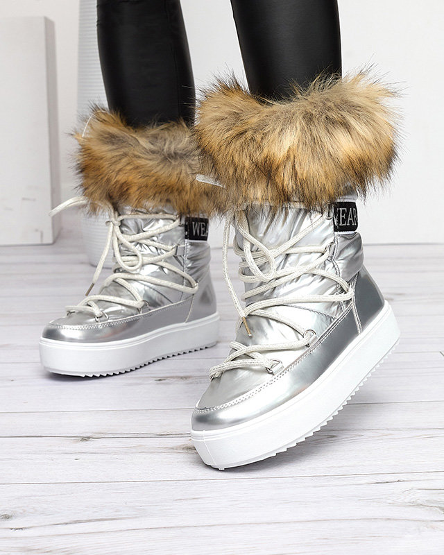 Bottes de neige laquées argentées pour femme Fursav - Footwear