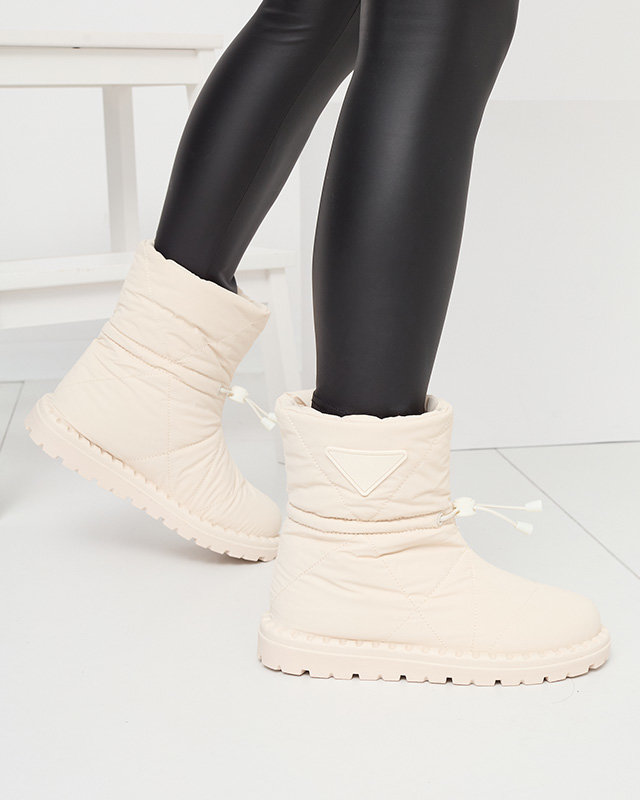 Bottes de neige matelassées crème pour femmes sur une semelle plate Ferri - Footwear