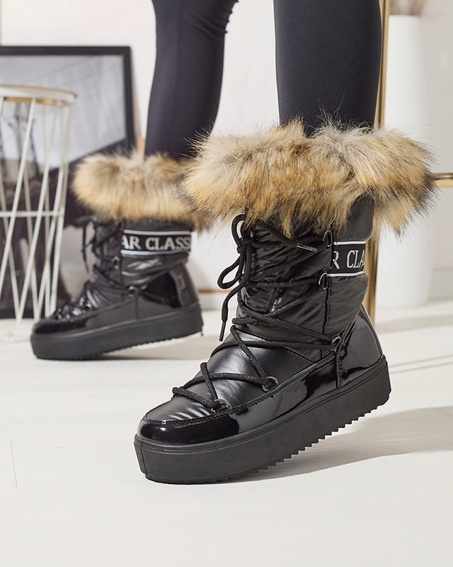 Bottes de neige noires pour femmes avec fourrure Lilitsa- Footwear