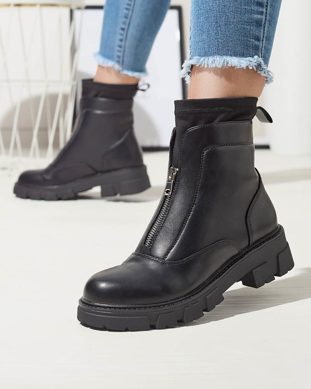 Bottes noires pour femmes avec une fermeture éclair au milieu Elibb- Footwear