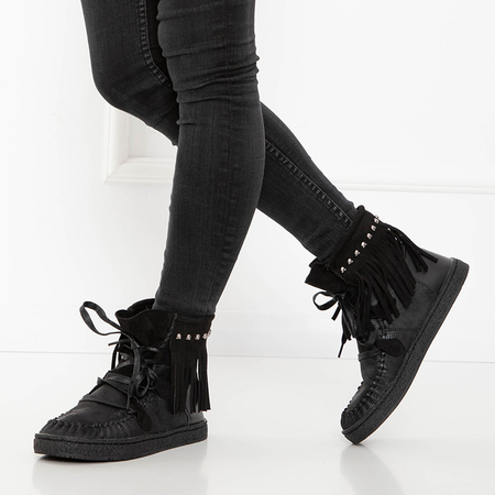 Bottines noires femme à franges Medisal - Chaussures