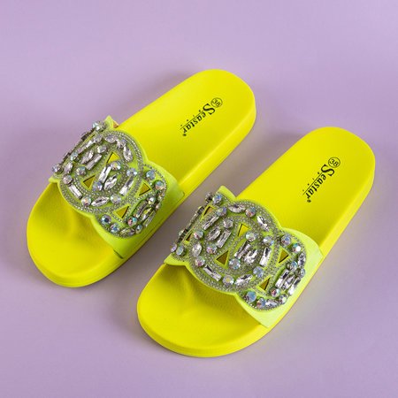 Chaussons en caoutchouc jaune fluo avec ornements Masandra - Chaussures