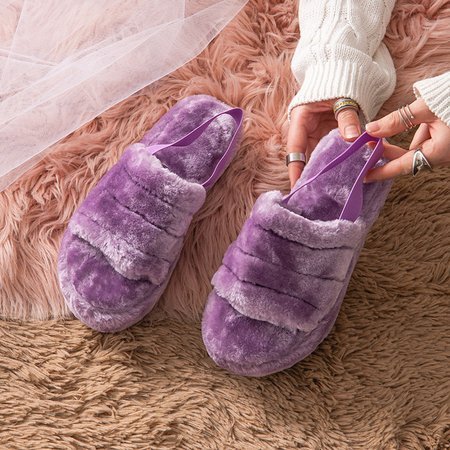 Chaussons femme Fornaxa violet en fourrure - Chaussures