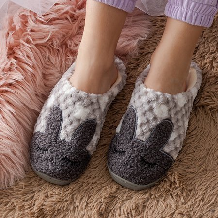 Chaussons pour femmes gris avec le lapin de Krystian - Footwear