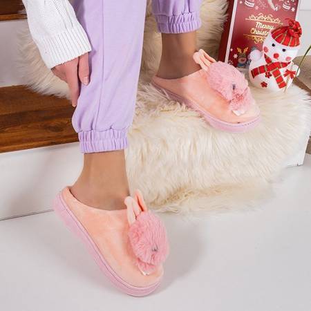 Chaussons roses pour femmes avec un lapin Rozalinda - Chaussures