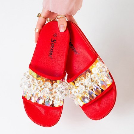Chaussons rouges pour femmes avec pierres Halpasi - Footwear