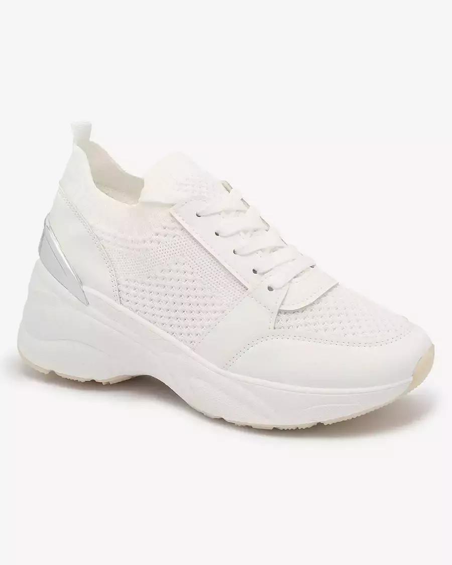 Chaussures de sport à talon pour femmes, blanches Ezetta- Footwear
