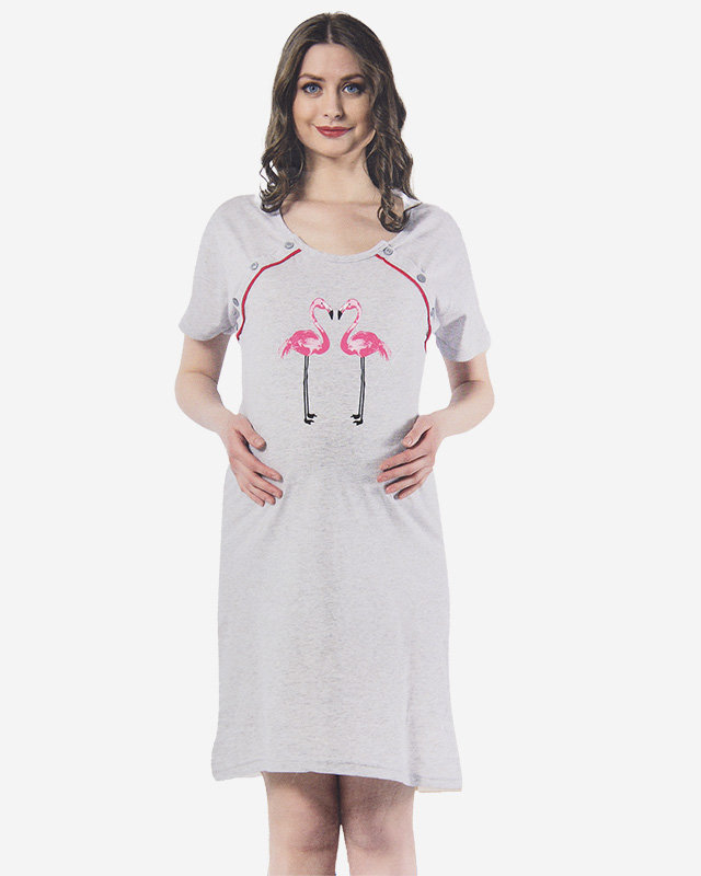 Chemise de grossesse flamant gris et rose - Vêtements