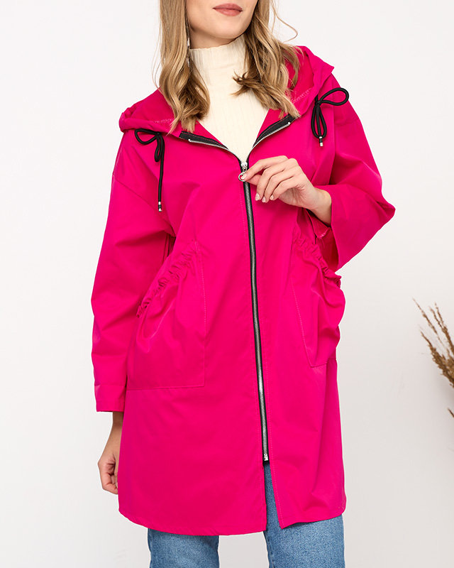 Fuchsia manteau femme veste avec capuche- Vêtements