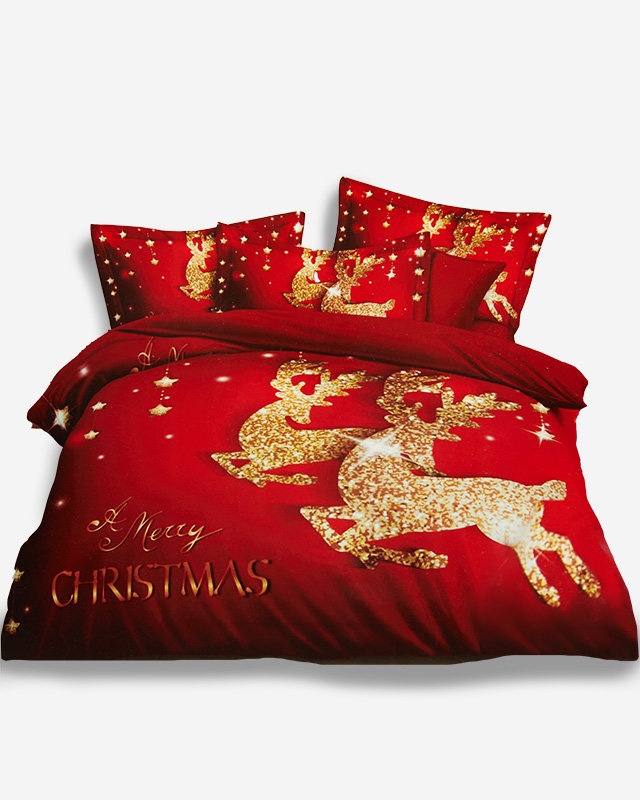 Linge de lit de Noël de couleur rouge 160x200 ensemble de 3 PIÈCES - Linge de lit