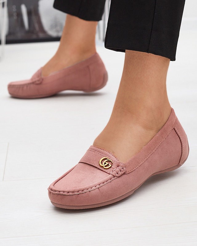 Mocassins roses foncés pour femmes sur une semelle compensée basse recouverte Lemira - Footwear