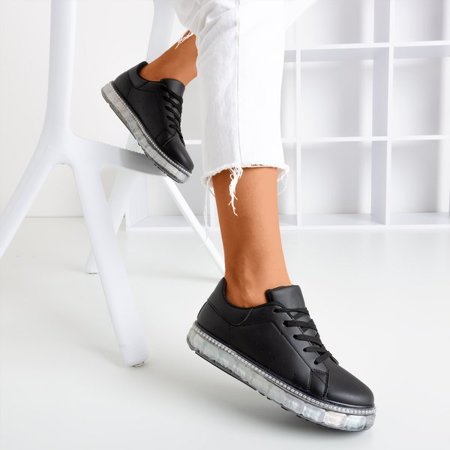 OUTLET Baskets à plateforme Mauria noires avec zircons cubiques - Footwear
