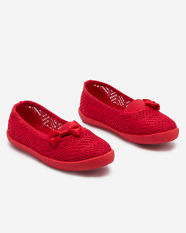 OUTLET Baskets fille rouges ajourées avec nœud Apllo - Chaussures