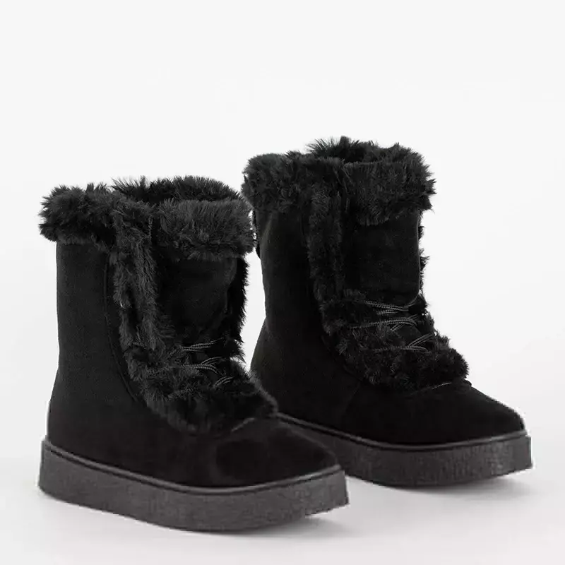 OUTLET Bottes de neige femme noires avec fourrure Linorcos - Chaussures