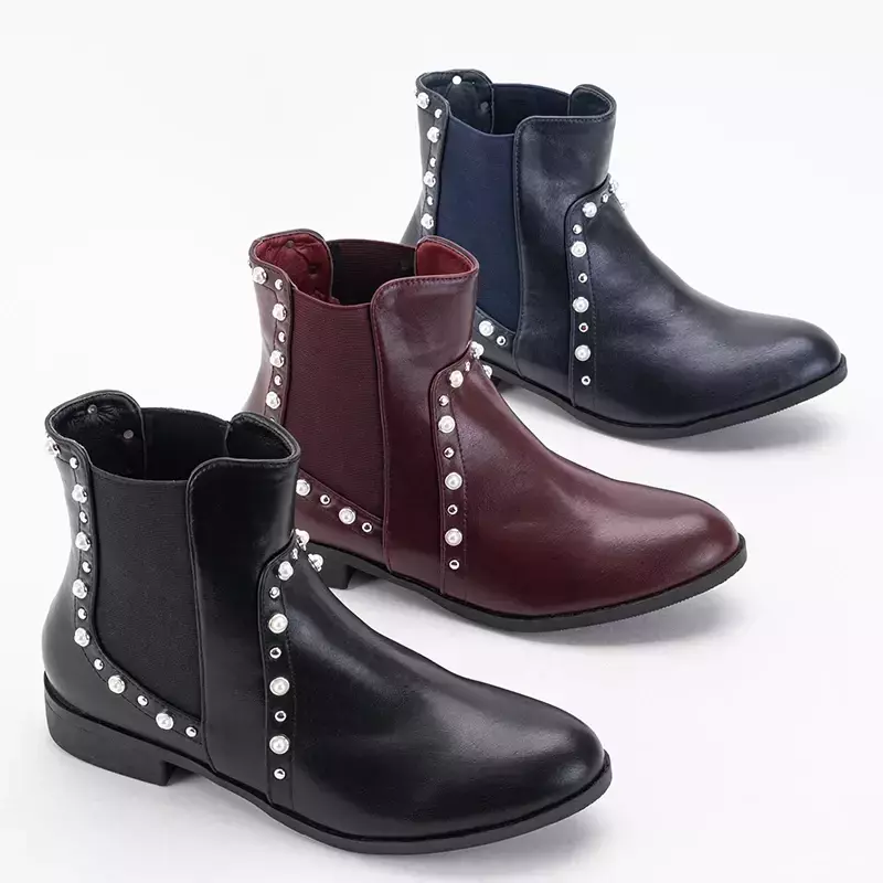 OUTLET Bottines noires pour femmes avec perles Natasia