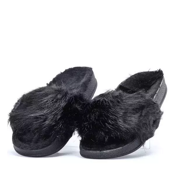 OUTLET Chaussons noirs avec fourrure Angela - Chaussures