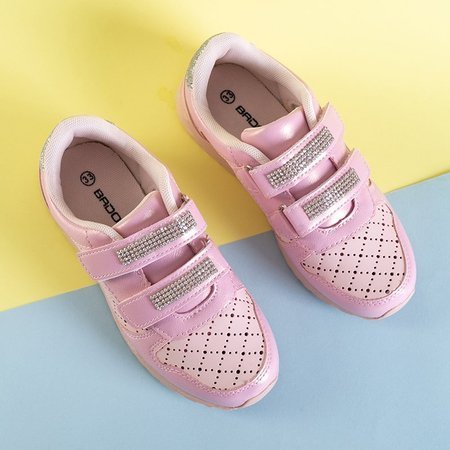 OUTLET Chaussures de sport ajourées pour enfants roses avec décorations Oksi - Chaussures