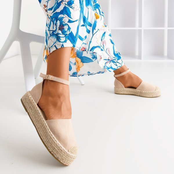 OUTLET Espadrilles beiges pour femmes sur la plateforme Maritel - Chaussures