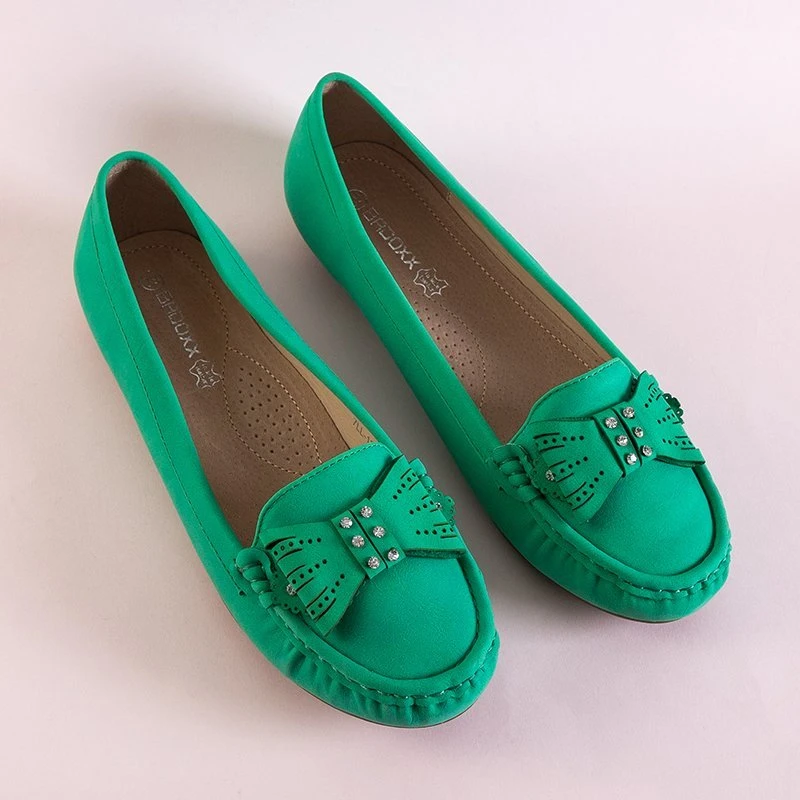 OUTLET Mocassins femme verts avec nœud Linari - Footwear