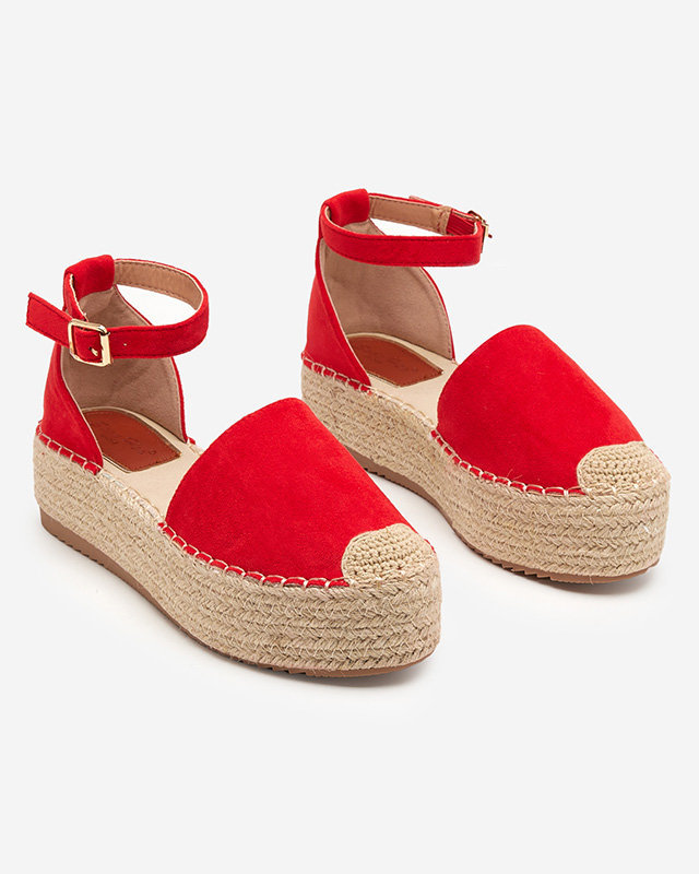 OUTLET Sandales rouges pour femmes a'la espadrilles sur la plateforme Olikar - Chaussures