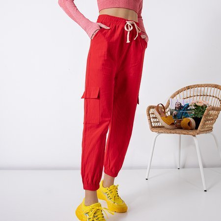 Pantalon cargo femme rouge GRANDE TAILLE - Vêtements