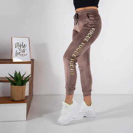 Pantalon de jogging femme marron avec inscriptions - Vêtements