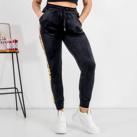 Pantalon de jogging femme noir à rayures dorées - Vêtements