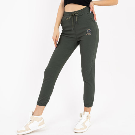 Pantalon en tissu pour femme vert - Vêtements
