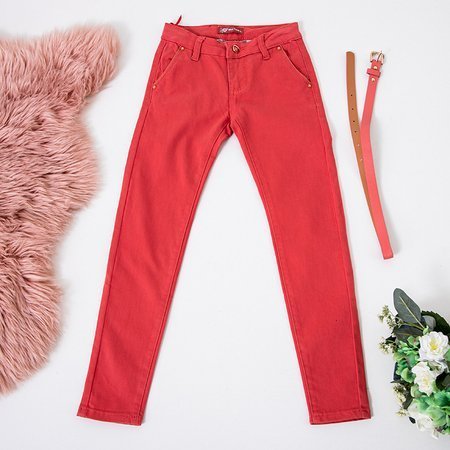 Pantalon enfant rouge avec ceinture - Vêtements