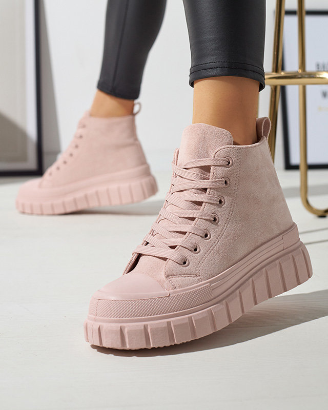 Pink women's lace-up sports boots a'la sneakers Netara - Footwear