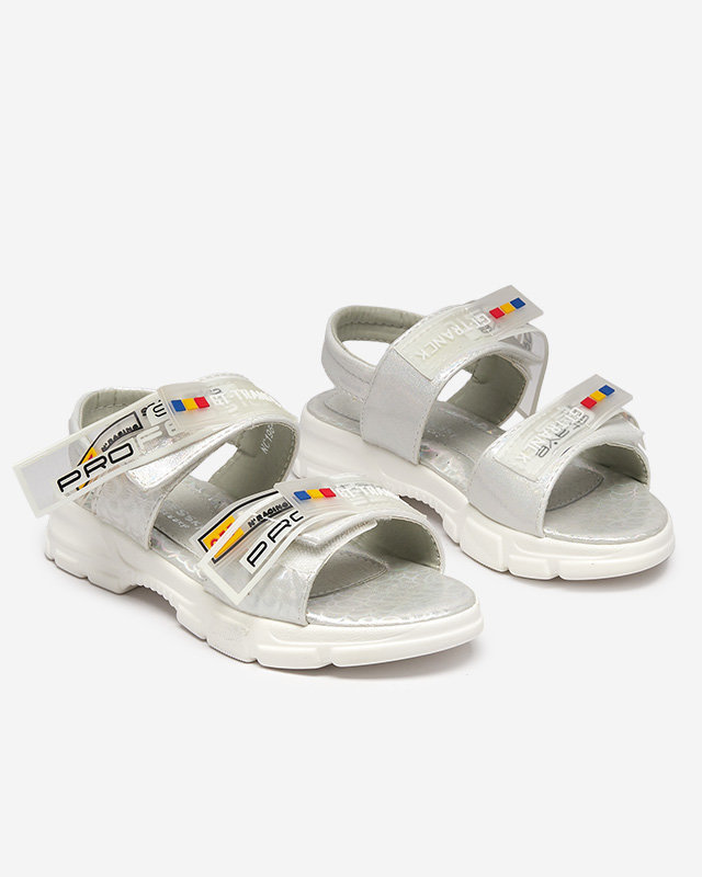 Sandales blanches pour enfants fermées par velcro Keris - Chaussures