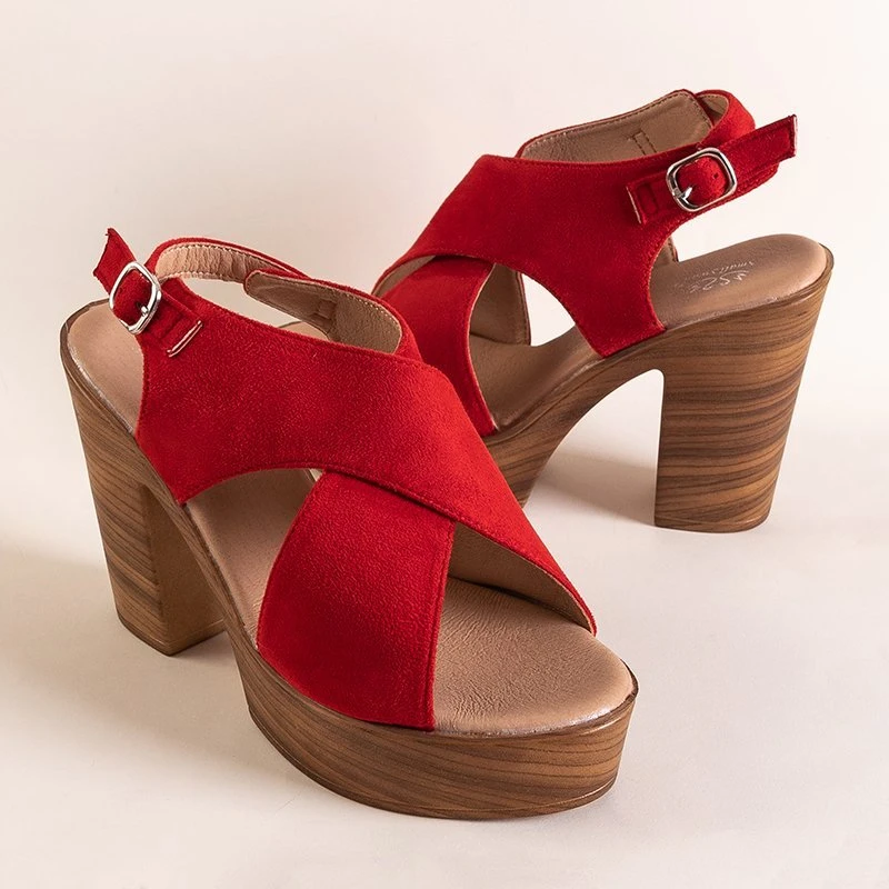 Sandales pour femmes rouges sur un haut poteau Inga - Footwear