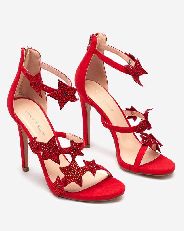 Sandales rouges pour femme à talon haut avec étoiles Stareli - Footwear