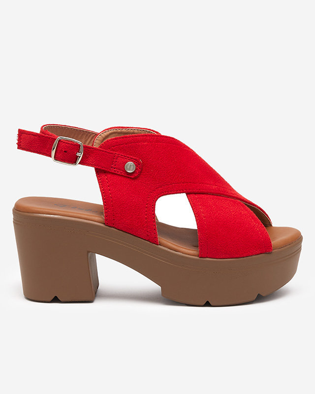 Sandales rouges pour femmes en suède écologique sur le poteau Mihele - Footwear