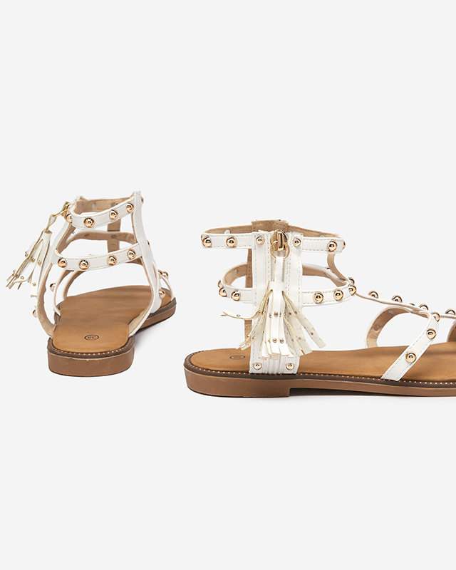 Sandales spartiates blanches pour femme avec jets Anodis Footwear