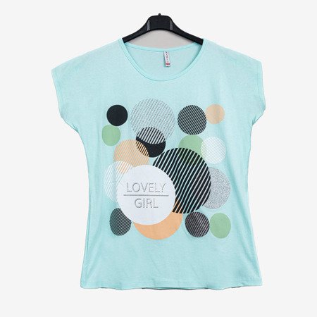 T-shirt à la menthe pour femme orné d&#39;un imprimé couleur velours - Blouses 1